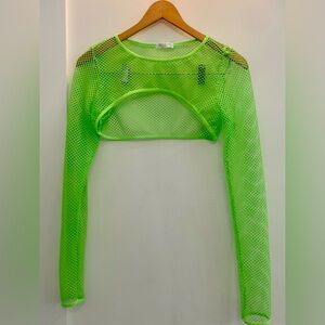 Neon Green Mesh Shrug top